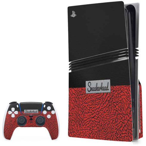 Elephant Print Red Sneakerhead PS5 Pro Disk Bundle Skin