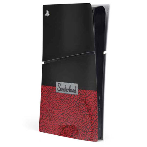 Elephant Print Red Sneakerhead PS5 Slim Digital Edition Console Skin