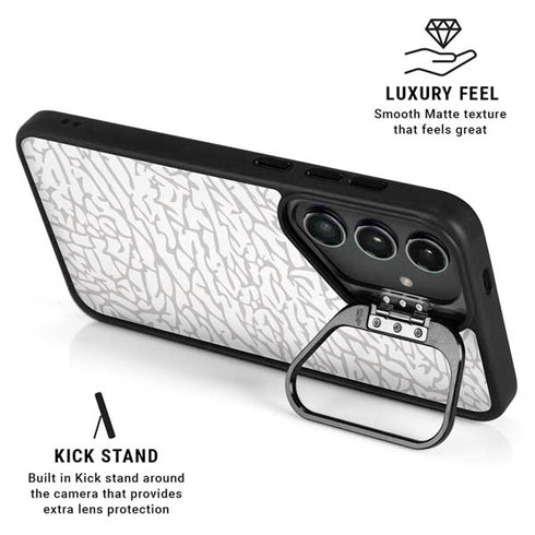Elephant Print White Galaxy S25 Kickstand Case