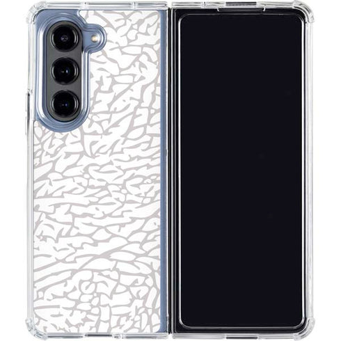 Elephant Print White Galaxy Z Fold5 5G Clear Case