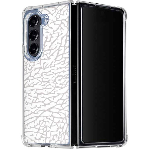 Elephant Print White Galaxy Z Fold5 5G Clear Case