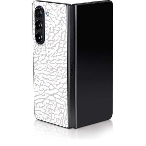 Elephant Print White Galaxy Z Fold5 5G Skin