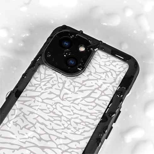 Elephant Print White iPhone 15 Plus Waterproof Case