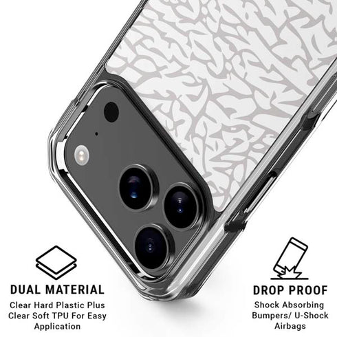 Elephant Print White iPhone 18 Pro Clear Case