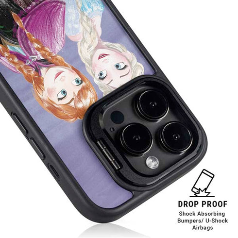 Disney Frozen Elsa and Anna Sisters Art iPhone 14 Pro Kickstand Case