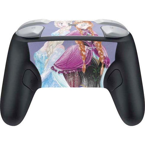 Disney Frozen Elsa and Anna Sisters Art Nintendo Switch 2 (2025) Pro Controller Skin