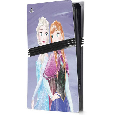 Disney Frozen Elsa and Anna Sisters Art PS5 Pro Console Skin