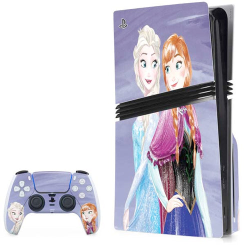 Disney Frozen Elsa and Anna Sisters Art PS5 Pro Disk Bundle Skin