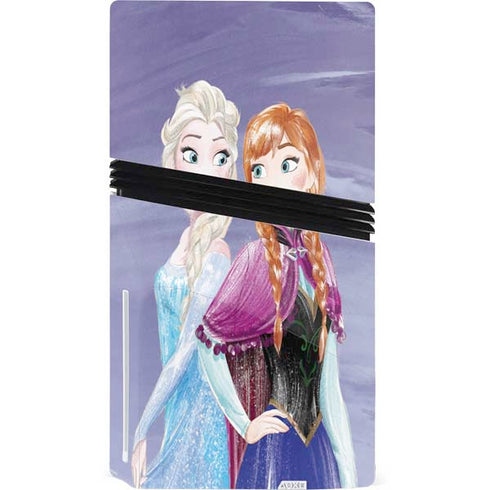 Disney Frozen Elsa and Anna Sisters Art PS5 Pro Disk Console Skin