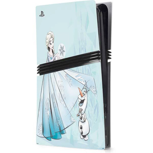 Disney Frozen Elsa and Olaf Art PS5 Pro Console Skin