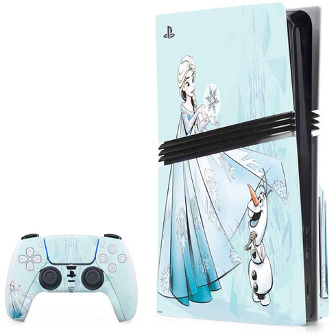 Disney Frozen Elsa and Olaf Art PS5 Pro Disk Bundle Skin