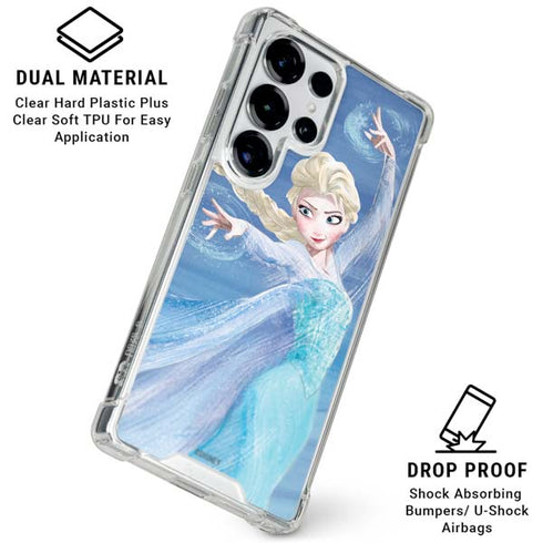 Disney Frozen Elsa Icy Powers Art Galaxy S25 Ultra Clear Case