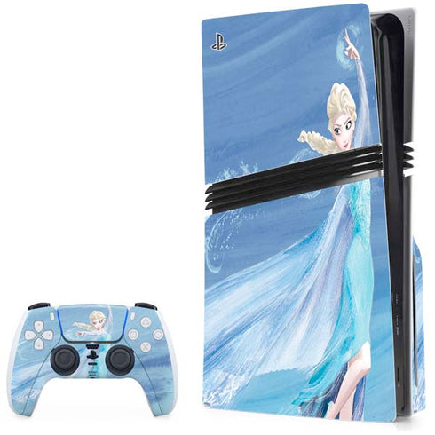 Disney Frozen Elsa Icy Powers Art PS5 Pro Disk Bundle Skin