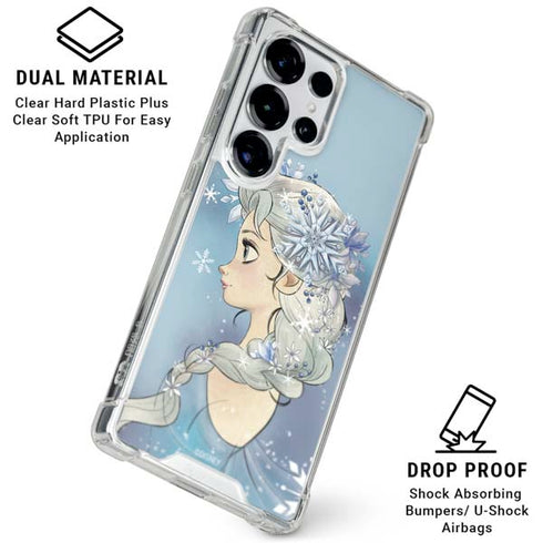 Disney Frozen Elsa Side Portrait Art Galaxy S25 Ultra Clear Case