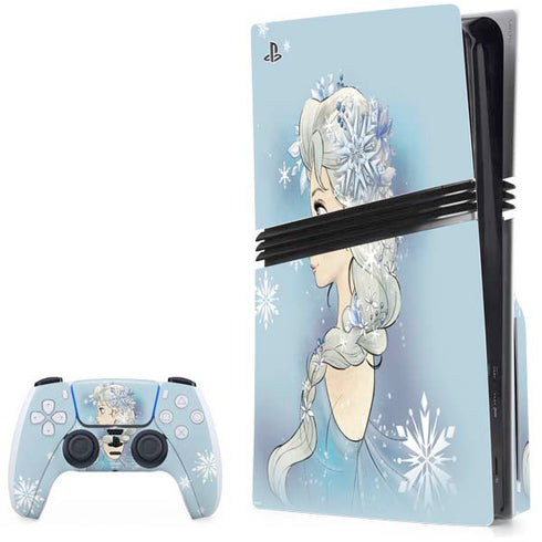 Disney Frozen Elsa Side Portrait Art PS5 Pro Disk Bundle Skin