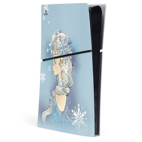 Disney Frozen Elsa Side Portrait Art PS5 Slim Digital Edition Console Skin