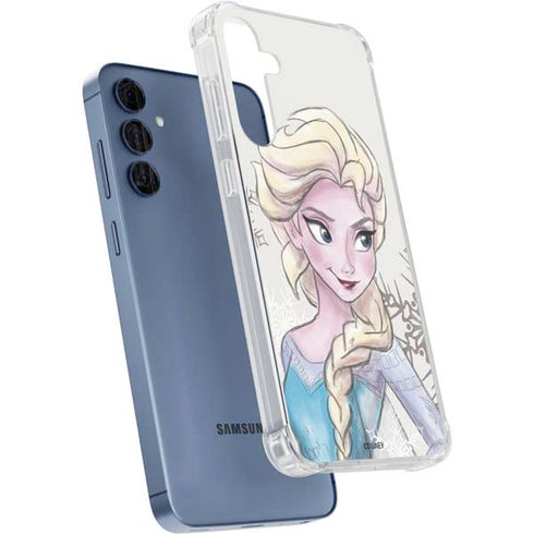Disney Frozen Elsa Snowflakes Art Galaxy A55 5G Clear Case