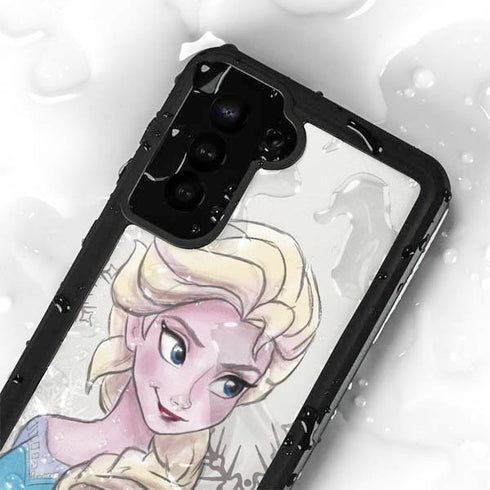 Disney Frozen Elsa Snowflakes Art Galaxy S24 Plus Waterproof Case