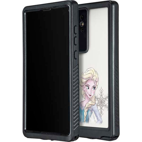 Disney Frozen Elsa Snowflakes Art Galaxy S24 Ultra Waterproof Case