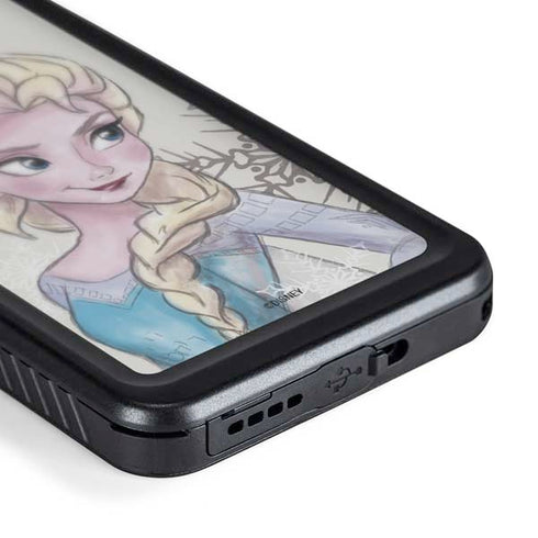 Disney Frozen Elsa Snowflakes Art Galaxy S24 Waterproof Case