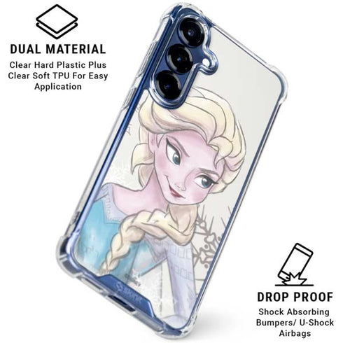 Disney Frozen Elsa Snowflakes Art Galaxy S25 Plus Clear Case