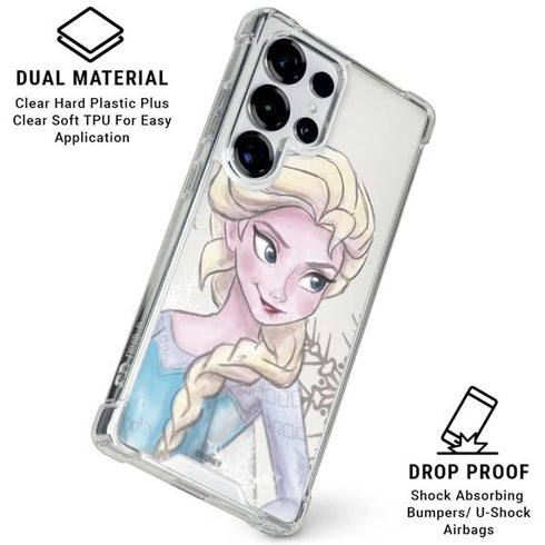 Disney Frozen Elsa Snowflakes Art Galaxy S25 Ultra Clear Case