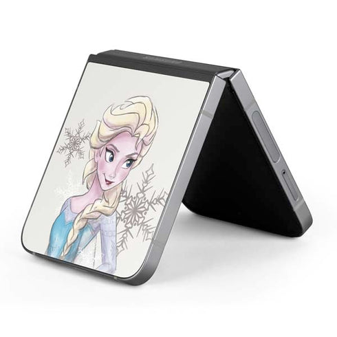 Disney Frozen Elsa Snowflakes Art Galaxy Z Flip6 Skin