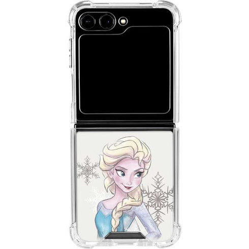 Disney Frozen Elsa Snowflakes Art Galaxy Z Flip6 Clear Case