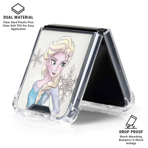 Disney Frozen Elsa Snowflakes Art Galaxy Z Flip6 Clear Case