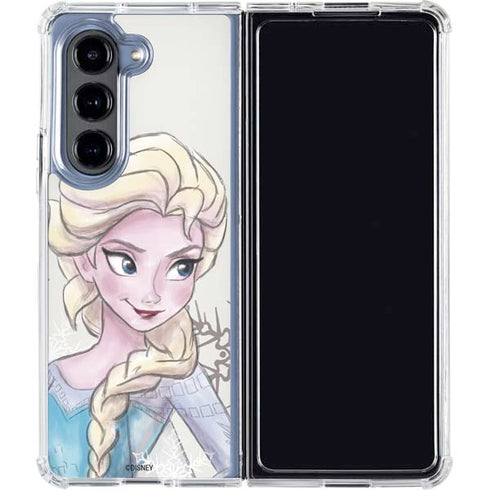 Disney Frozen Elsa Snowflakes Art Galaxy Z Fold5 5G Clear Case