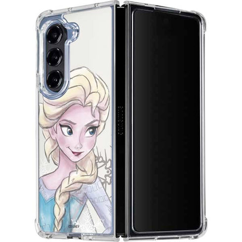 Disney Frozen Elsa Snowflakes Art Galaxy Z Fold5 5G Clear Case