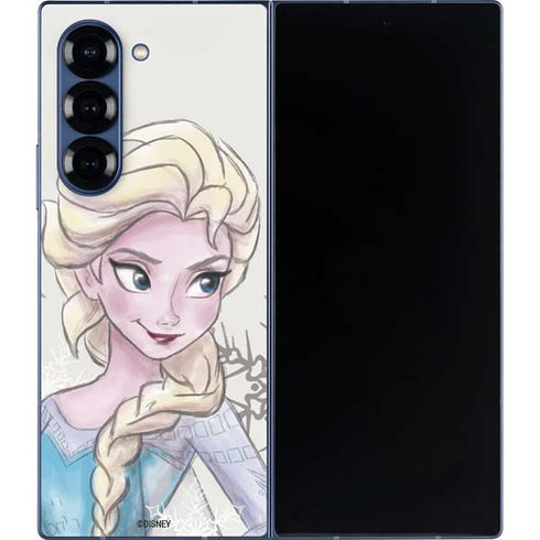 Disney Frozen Elsa Snowflakes Art Galaxy Z Fold6 Skin