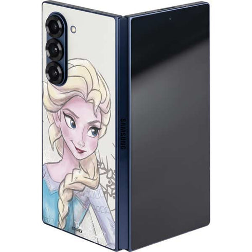 Disney Frozen Elsa Snowflakes Art Galaxy Z Fold6 Skin
