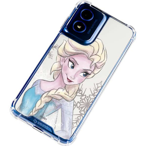 Disney Frozen Elsa Snowflakes Art Moto G 5G (2024) Clear Case