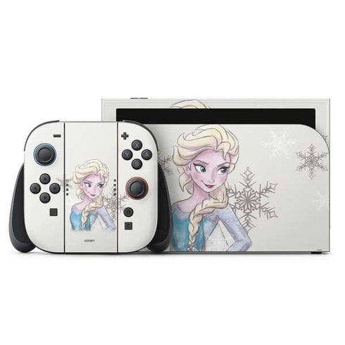 Disney Frozen Elsa Snowflakes Art Nintendo Switch 2 (2025) with Joy-Con Skin