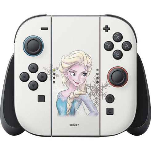 Disney Frozen Elsa Snowflakes Art Nintendo Switch 2 (2025) Joy-Con Controller Skin