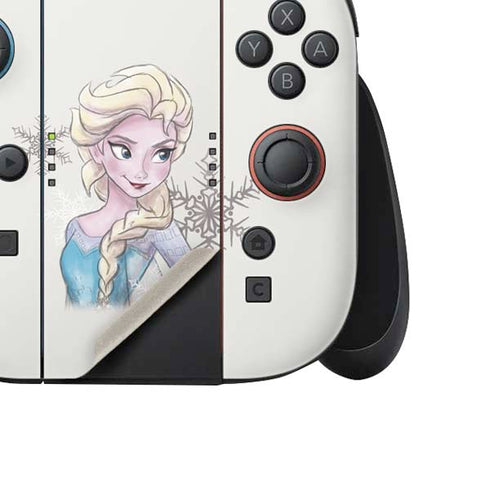 Disney Frozen Elsa Snowflakes Art Nintendo Switch 2 (2025) Joy-Con Controller Skin