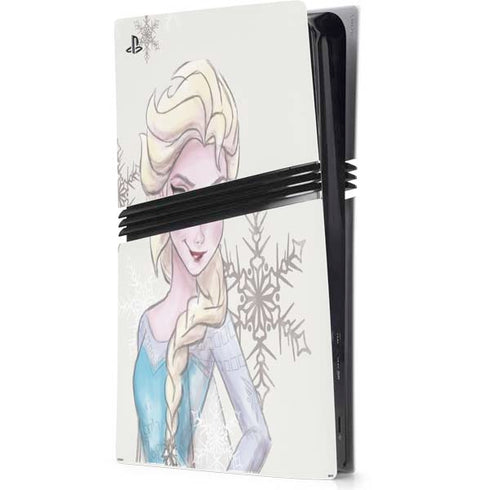 Disney Frozen Elsa Snowflakes Art PS5 Pro Console Skin