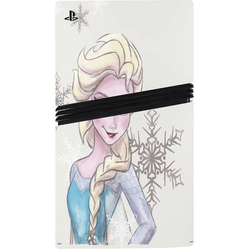 Disney Frozen Elsa Snowflakes Art PS5 Pro Disk Console Skin