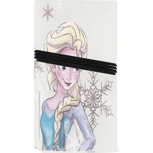 Disney Frozen Elsa Snowflakes Art PS5 Pro Disk Console Skin