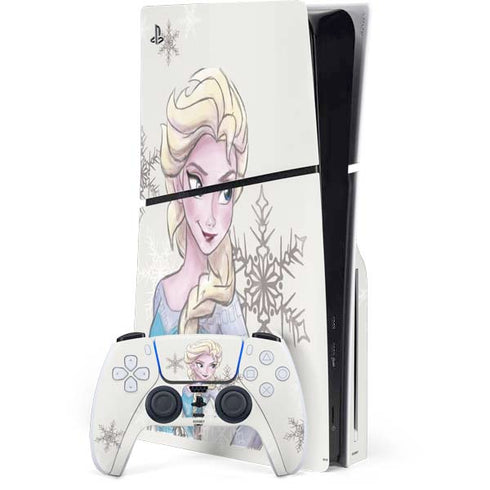 Disney Frozen Elsa Snowflakes Art PlayStation PS5 Skins