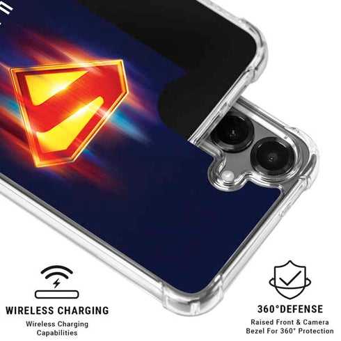 Superman 2025 Energy Shield Neon Emblem Galaxy S26 Plus Clear Case