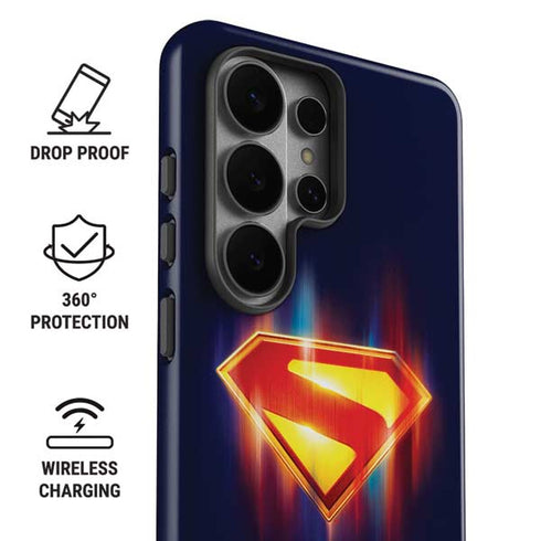Superman 2025 Energy Shield Neon Emblem Galaxy S26 Ultra Impact Case