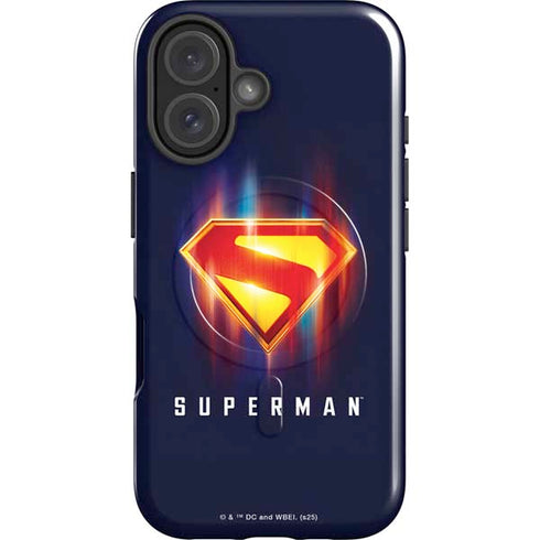 Superman 2025 Energy Shield Neon Emblem iPhone 16 Magsafe Impact Case