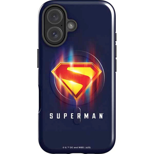 Superman 2025 Energy Shield Neon Emblem iPhone 16 Plus Magsafe Impact Case
