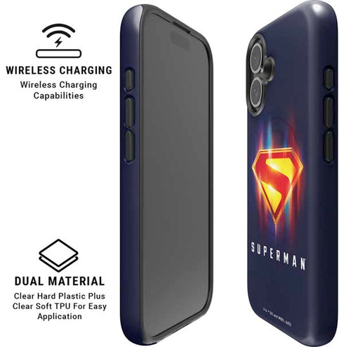 Superman 2025 Energy Shield Neon Emblem iPhone 16 Plus Magsafe Impact Case