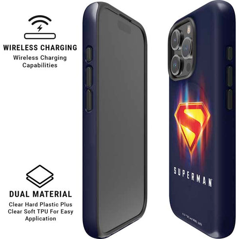 Superman 2025 Energy Shield Neon Emblem iPhone 16 Pro Magsafe Impact Case