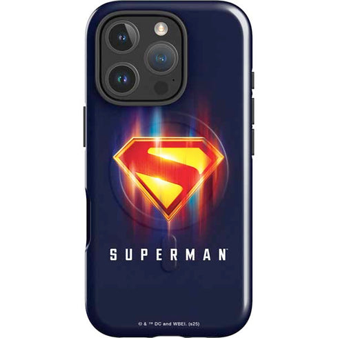 Superman 2025 Energy Shield Neon Emblem iPhone 16 Pro Max Magsafe Impact Case