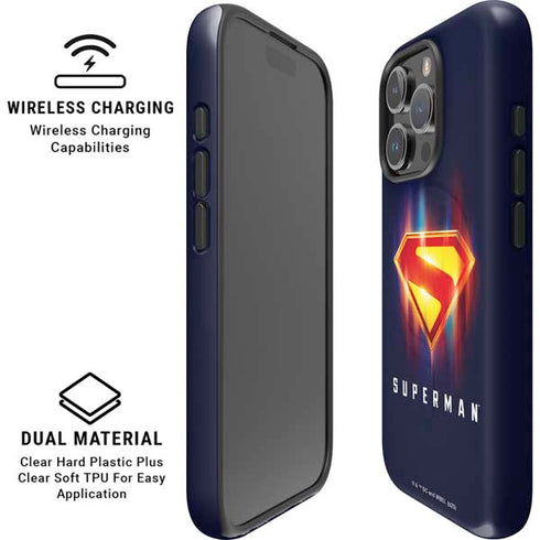 Superman 2025 Energy Shield Neon Emblem iPhone 16 Pro Max Magsafe Impact Case