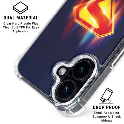 Superman 2025 Energy Shield Neon Emblem iPhone 17 Clear Case